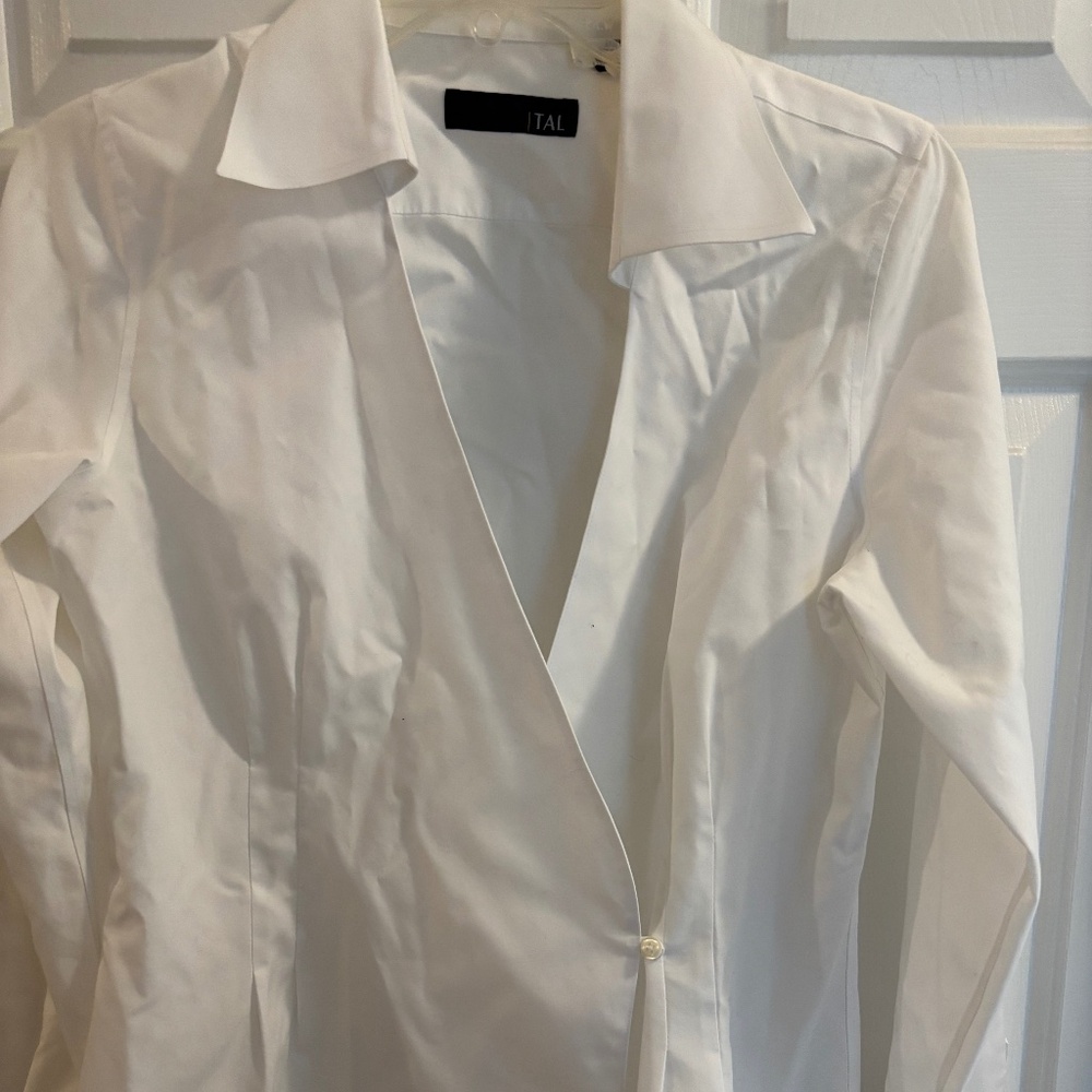 TAL White Open Long Sleeve Collared Fancy Cuffed Sleeve Size S